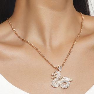Dragon Pendant Alloy Necklace 01 - Gold - One Size