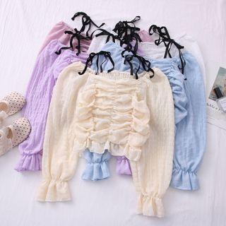 Off-shoulder Ruched Chiffon Top