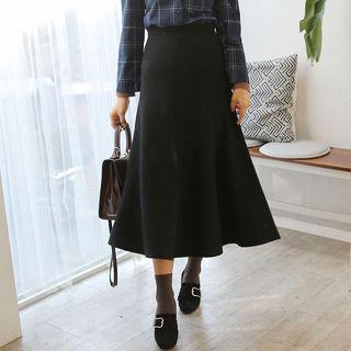 Flared Long Knit Skirt