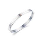 Fashion Simple Geometric Cubic Zirconia Thin Bangle For Women Silver - One Size