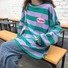 Lettering Stripe Long-sleeve T-shirt