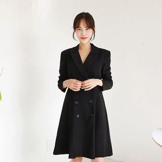 Plus Size Peaked-lapel Double-breasted Coatdress