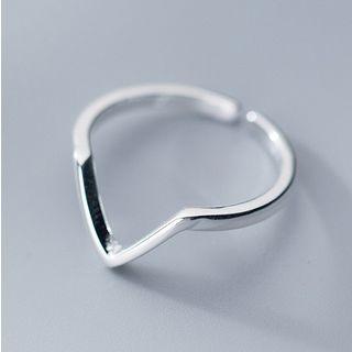 925 Sterling Silver V-shape Open Ring Silver - One Size