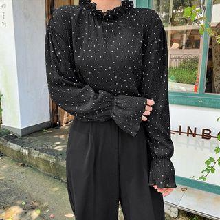 Textured Frilled Dot Blouse