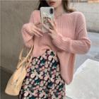 Long-sleeve Knit Sweater / Floral Midi Skirt
