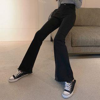 High Waist Washed Boot-cut Jeans
