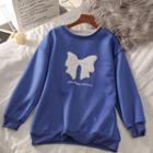 Bow Embroidered Sweatshirt Blue - One Size