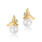 Mermaid Tail Faux Pearl Sterling Silver Earring 1 Pair - Gold & White - One Size