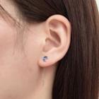 Asymmetrical Rhinestone Star Drop Earring 1 Pair - Planet - Blue - Silver - One Size