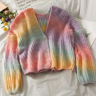 Gradient Loose-fit Cropped Cardigan