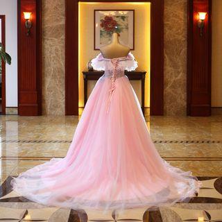 Rhinestone Lace Applique Wedding Dress