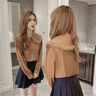 Peter Pan Collar Frayed Blouse