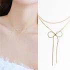 Bow Choker Necklace Gold - One Size