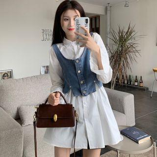 Set: Shirtdress + Denim Camisole Top