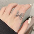Butterfly Rhinestone Open Ring White - One Size