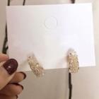 Rhinestone Open Hoop Earring 1 Pair - Stud Earrings - Faux Crystal - Gray - One Size