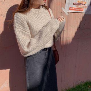 Boxy-fit Ribbed Sweater Light Brown - One Size