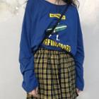 Long-sleeve Printed T-shirt / Check Shorts