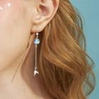 925 Sterling Silver Glass Ball Fish Tail Dangle Earring 1 Pair - Blue Ball - Silver - One Size