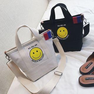 Smiley Face Canvas Crossbody Bag
