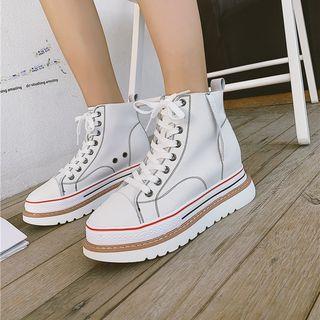 Platform Faux Leather High-top Sneakers