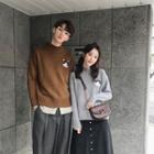 Couple Matching Cat Embroidered Mock Neck Sweater