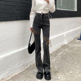Low-rise Lace-up Bootcut Jeans