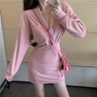 Mini Sheath Shirt Dress Pink - One Size