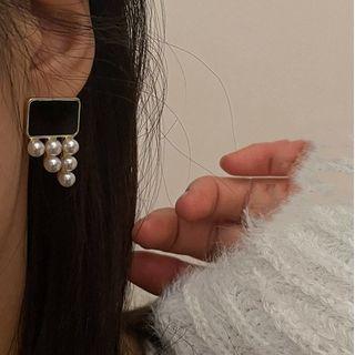 Faux Pearl Glaze Alloy Earring 1 Pair - A - Gold & White - One Size