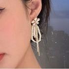 Floral Drop Ear Stud 1 Pair - Gold & White - One Size