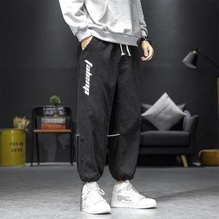 High-waist Drawstring Letter Print Pants