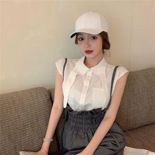 Front Pocket Sleeveless Shirt / Plain Suspender Pants