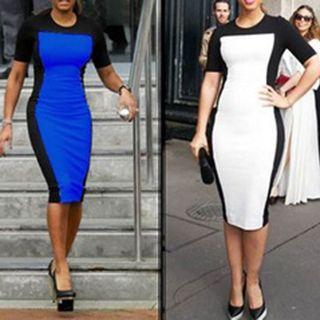Colour Block Short-sleeve Dress