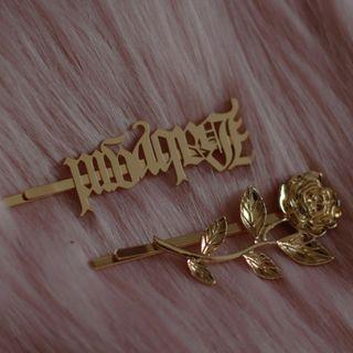Alloy Lettering / Rose Hair Pin As Shown In Figure - One Size