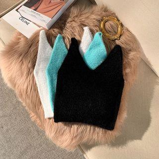 Tie-strap Fluffy Knit Top