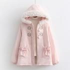 Cartoon Embroidered Padded Zip-up Parka