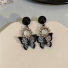 Butterfly Glaze Alloy Dangle Earring 1 Pair - Ndyz280 - Black - One Size