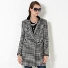 Houndstooth Hidden Hook Coat Black - One Size
