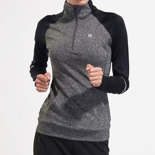 Color Panel Half Zip Long Sleeve Sports Top