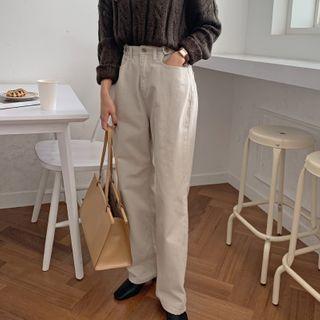 Cotton Straight-cut Pants One Size