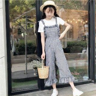 Ruffled Check Jumper Pants