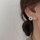 Rhinestone Hoop Drop Earring 1 Pair - 925 Silver - Stud Earrings - Silver - One Size