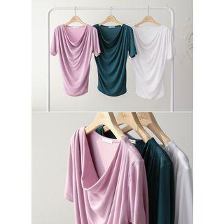 Draped-front T-shirt