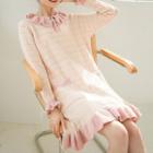 Ruffled Plaid Polo Knit Dress Pink - One Size