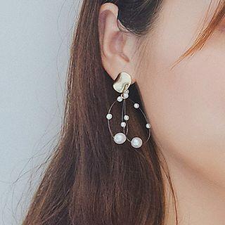 Faux Pearl Fishing Line Dangle Earring