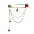 Christmas Bell Glaze Safety Pin Brooch Red & Green - One Size
