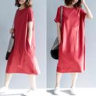 Short-sleeve Midi T-shirt Dress Red - One Size