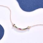 925 Sterling Silver Plated Rose Gold Simple Smile Colored Austrian Element Crystal Necklace Rose Gold - One Size