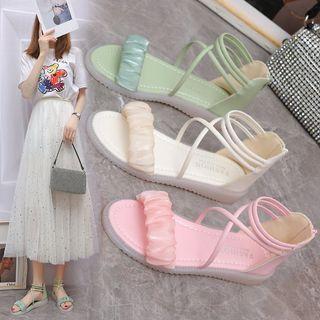 Mesh Shirred Sandals