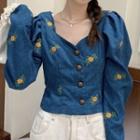 Corduroy Embroidered Blouse